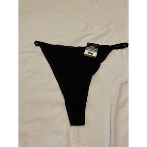 No Boundaries Cotton Rib String Thong Black XXXL